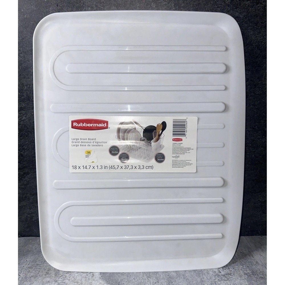 RUBBERMAID Large Drain Board White 18x14.7x1.3" MICROBAN New
